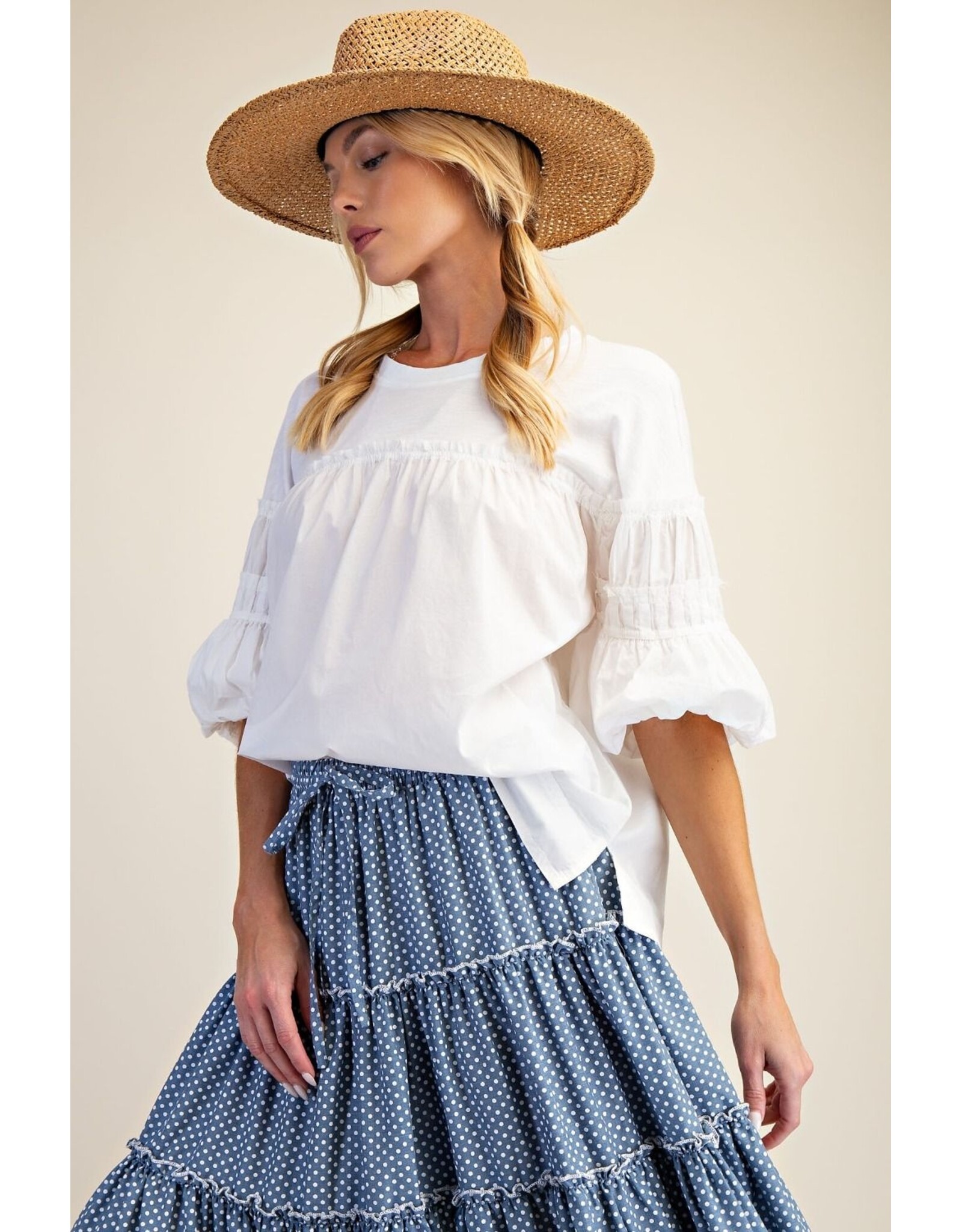 Cassie White Cotton Voile Top