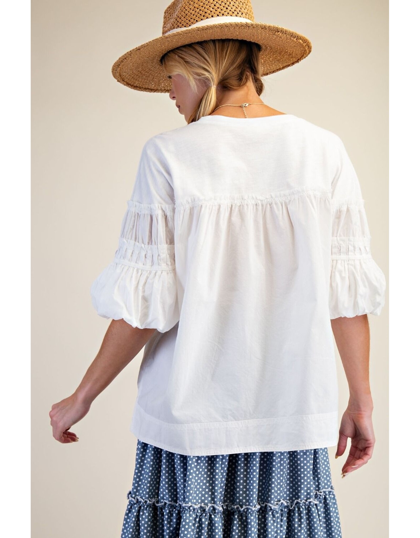 Cassie White Cotton Voile Top