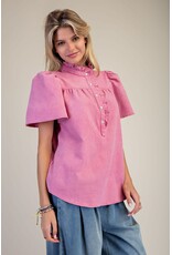 Lainey Washed Chambray Pearl Snap Top