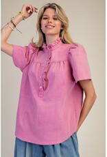 Lainey Washed Chambray Pearl Snap Top