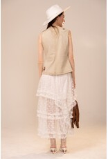 Lana Western Motif Embroidery Fitted Denim Vest