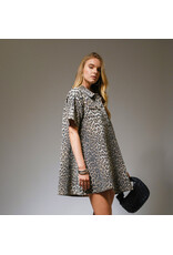 Lena Leopard Print Button-Up Denim Dress