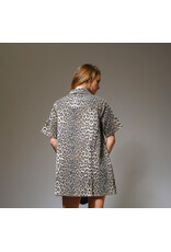 Lena Leopard Print Button-Up Denim Dress