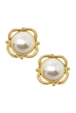 Susan Shaw Pearl Scroll Studs