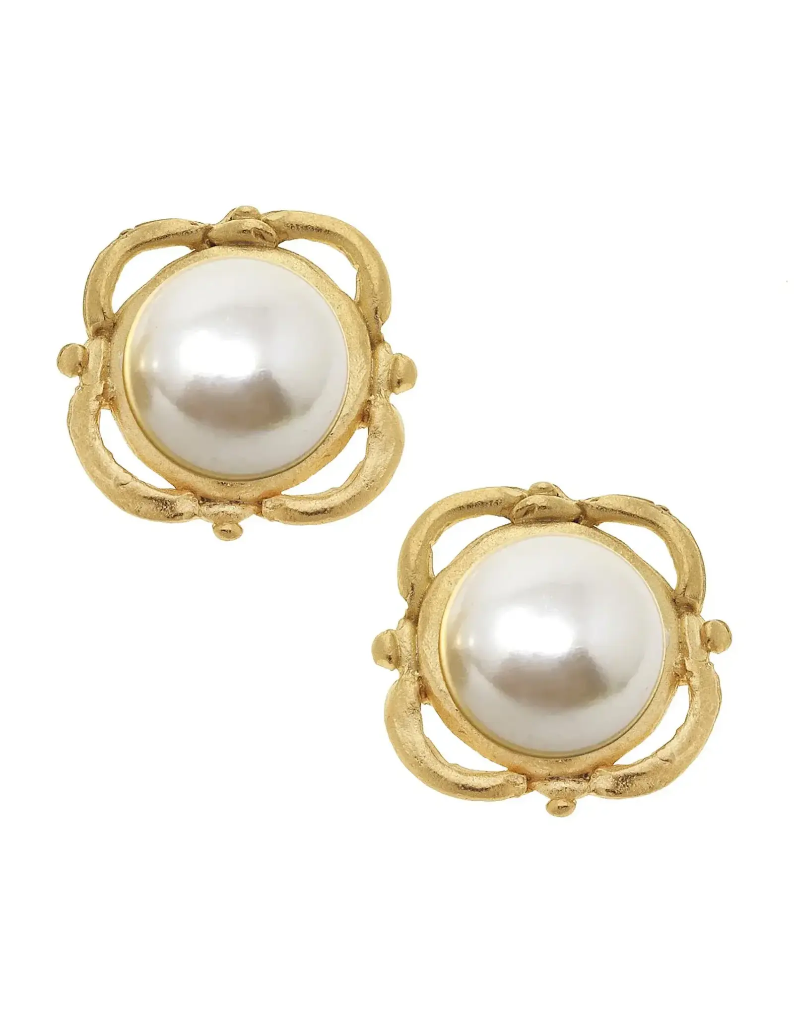 Susan Shaw Pearl Scroll Studs