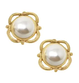 Susan Shaw Pearl Scroll Studs