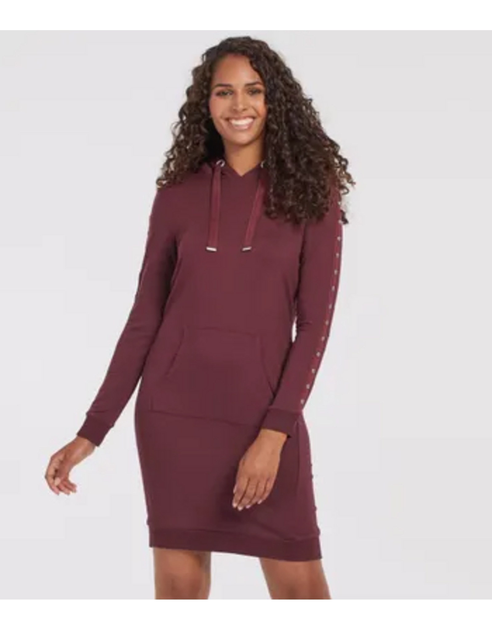 Tribal Tribal Long Sleeve Hooded Dress With Studs