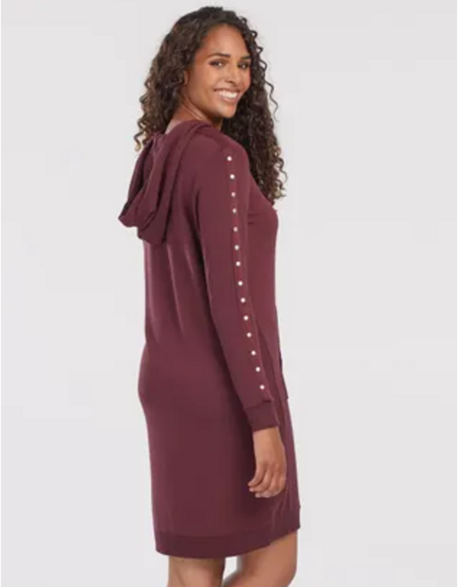 Tribal Tribal Long Sleeve Hooded Dress With Studs