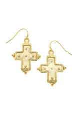 Susan Shaw Dotted Celtic Square Cross Earrings