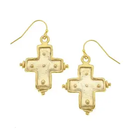 Susan Shaw Dotted Celtic Square Cross Earrings
