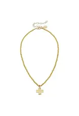 Susan Shaw Gold Cross on Gold Bead Necklace