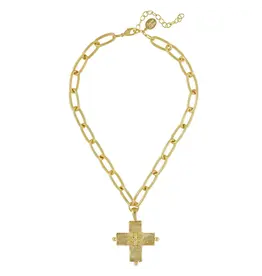 Susan Shaw Jerusalem Double Cross Chain Necklace