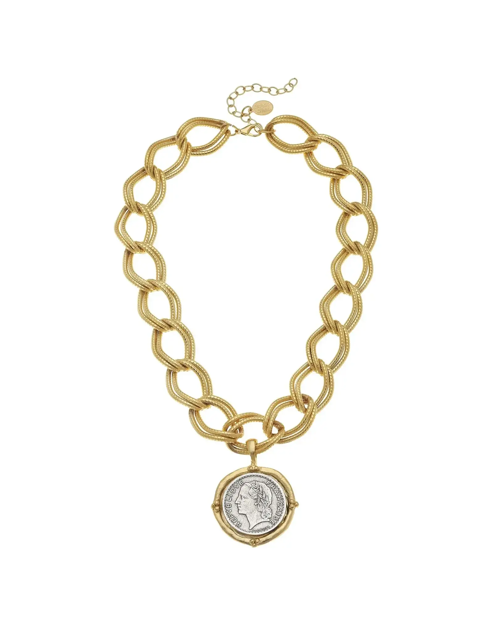 Susan Shaw Mixed Metal Franc Chain Necklace