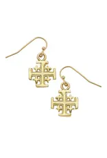Susan Shaw Jerusalem Cross Drop Earrings