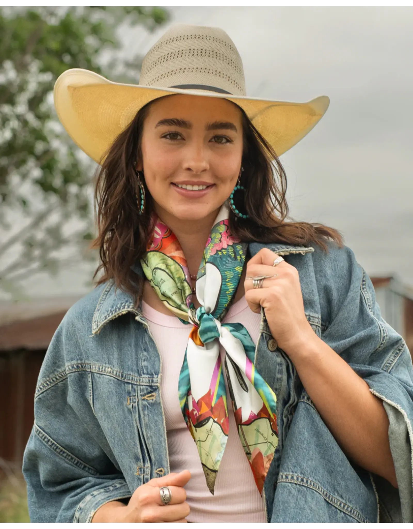 Fringe Scarves Fringe Cactus Blooms Shorty