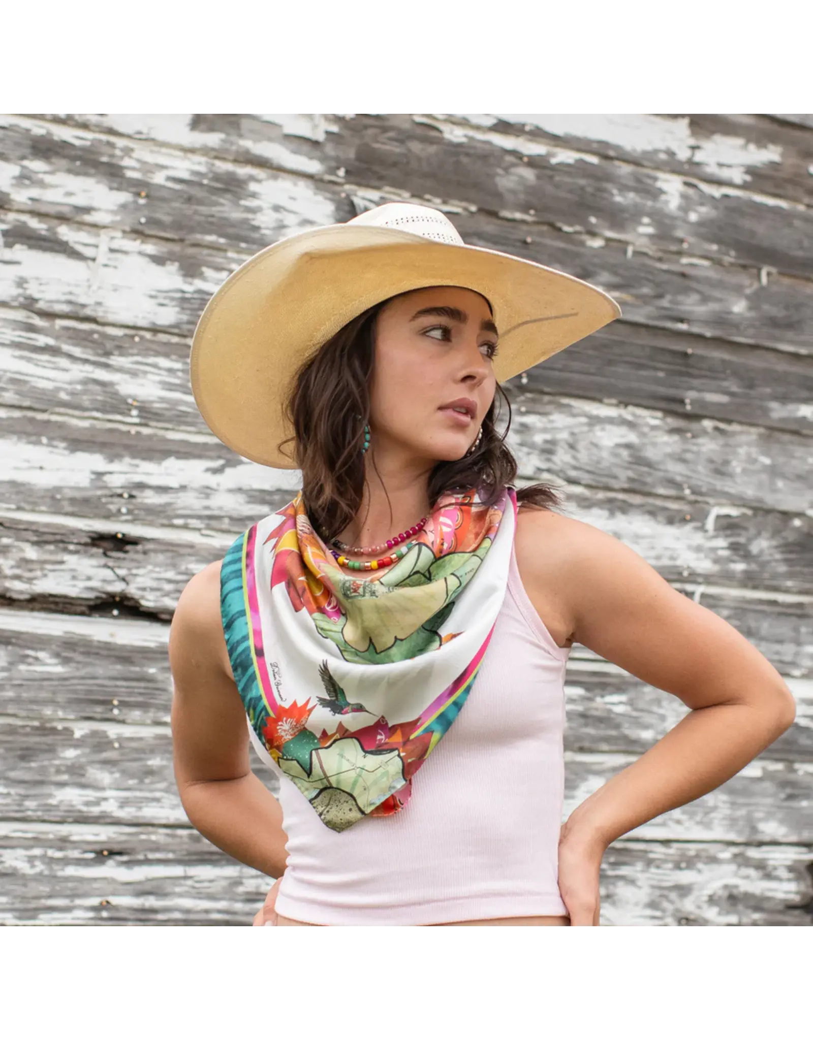 Fringe Scarves Fringe Cactus Blooms Shorty
