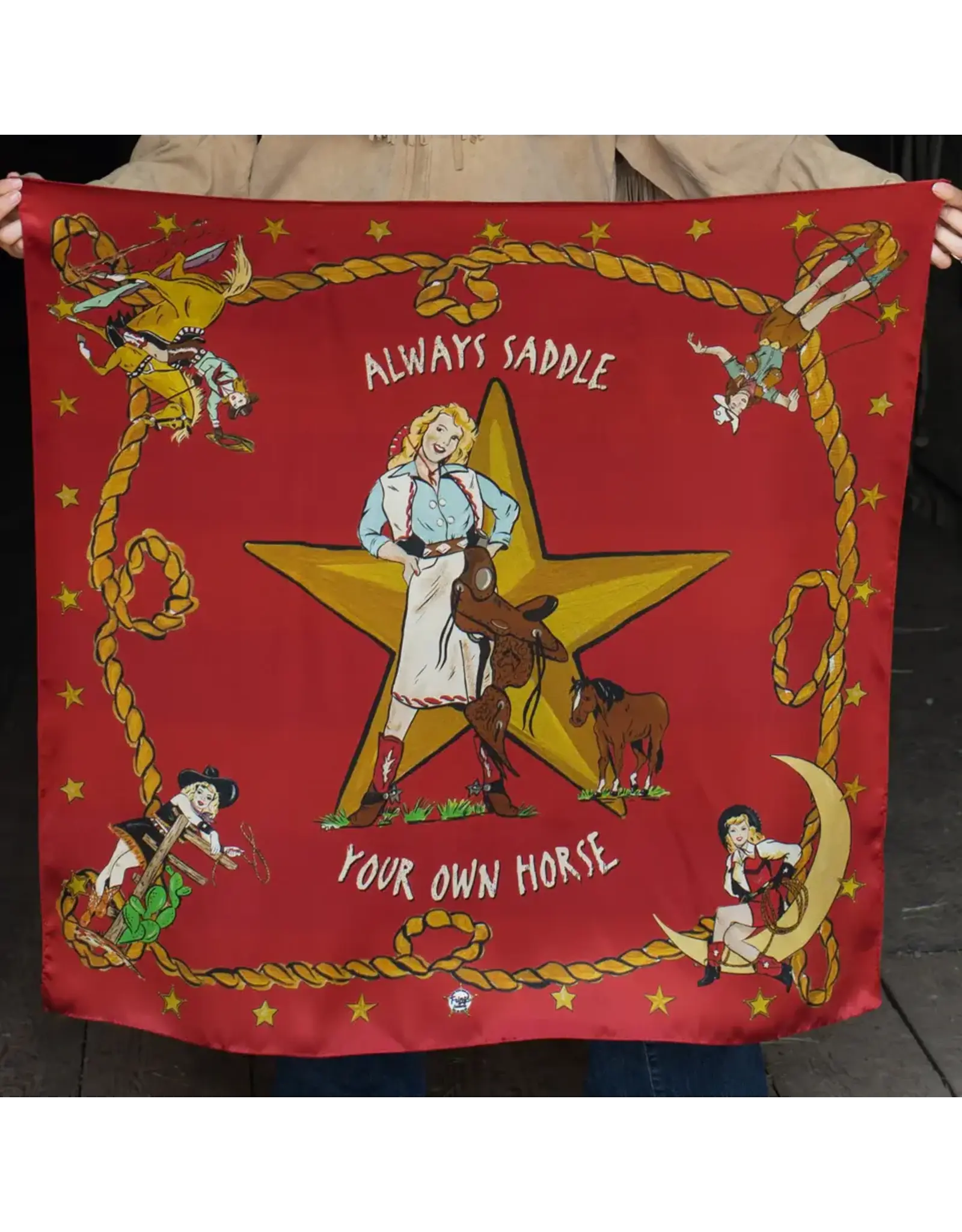 Fringe Scarves Fringe Always Saddle Your Own Horse Shorty - Red