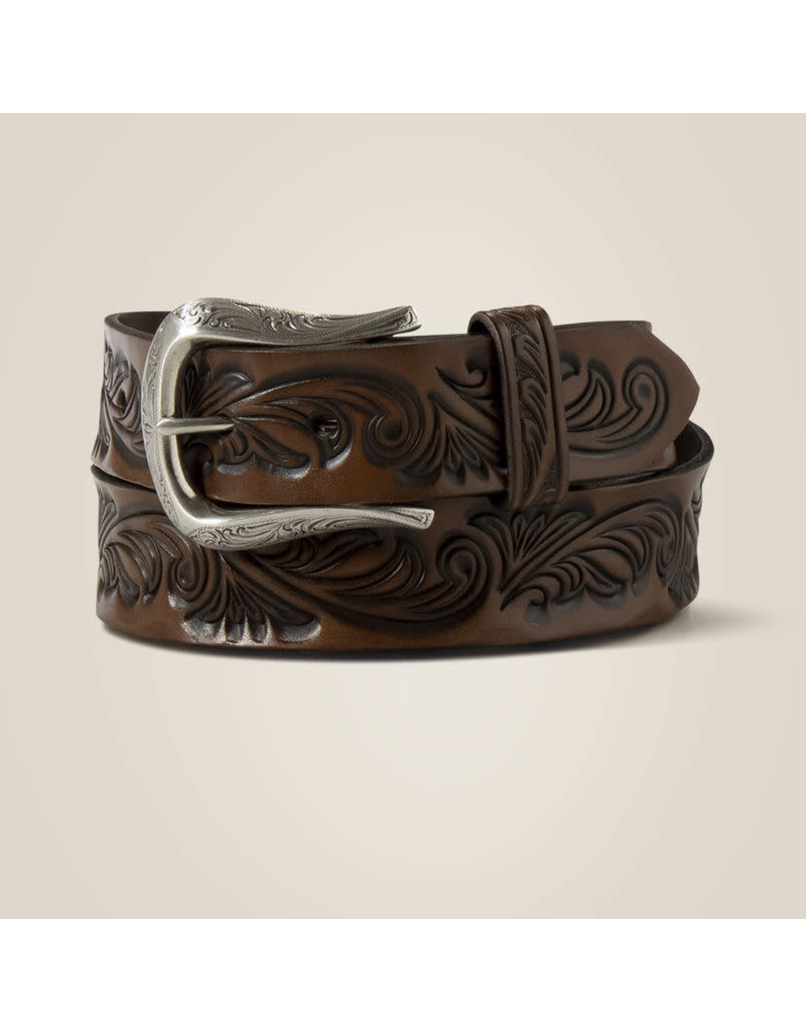 Ariat Ariat Women's Brown Embossed Leather with Silver Buckle Belt