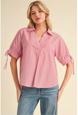 Candy Red Pin-Stripe Top