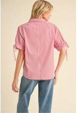 Candy Red Pin-Stripe Top