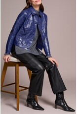 Tribal Tribal Faux Leather Button-Front Collar-Accent Jacket