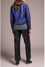 Tribal Tribal Faux Leather Button-Front Collar-Accent Jacket