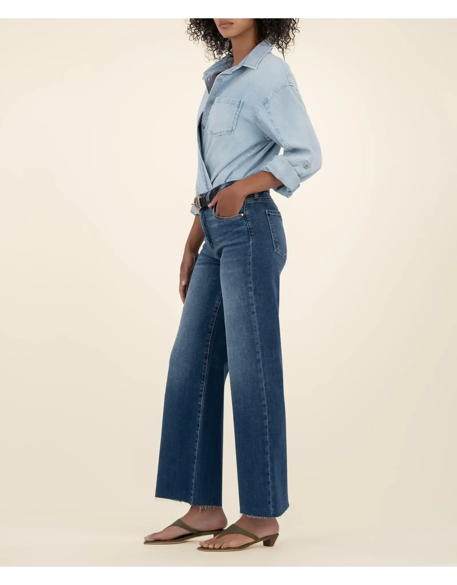 Kut from the Kloth / STS Blue KUT Meg High Rise Fab Ab Wide Leg Raw Hem Jean