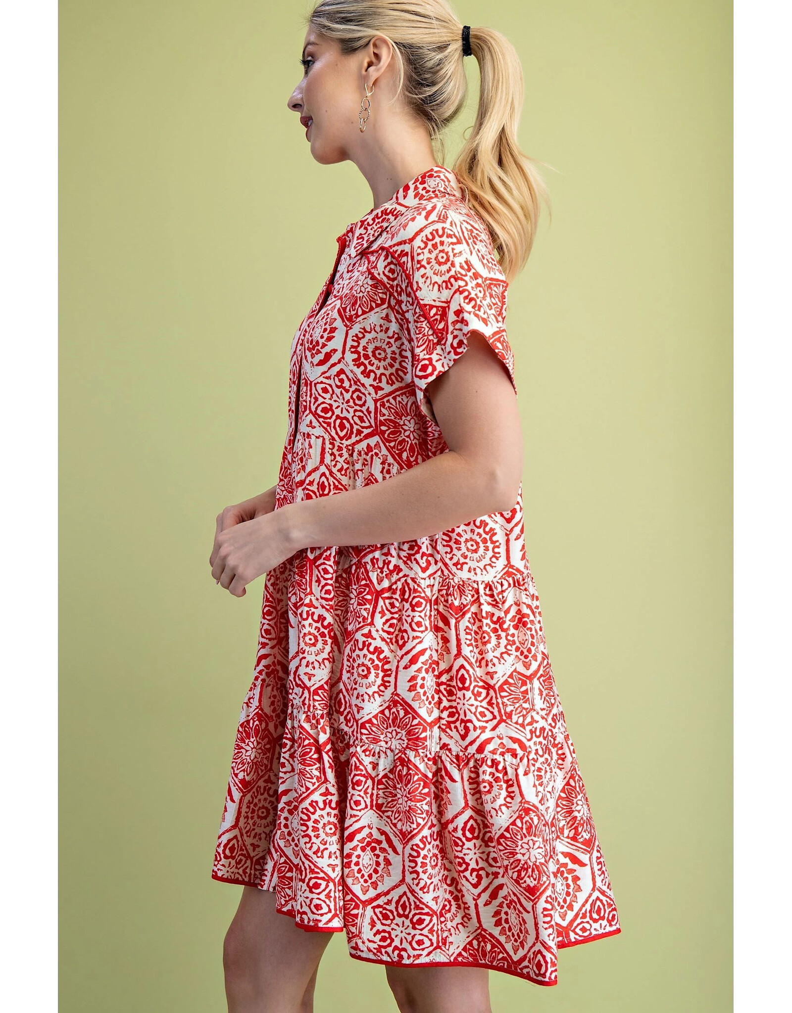 Brisa Tiered Button Down Shirt Dress