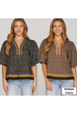 Lexie Puff Sleeve Woven Printed Top