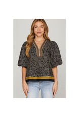 Lexie Puff Sleeve Woven Printed Top