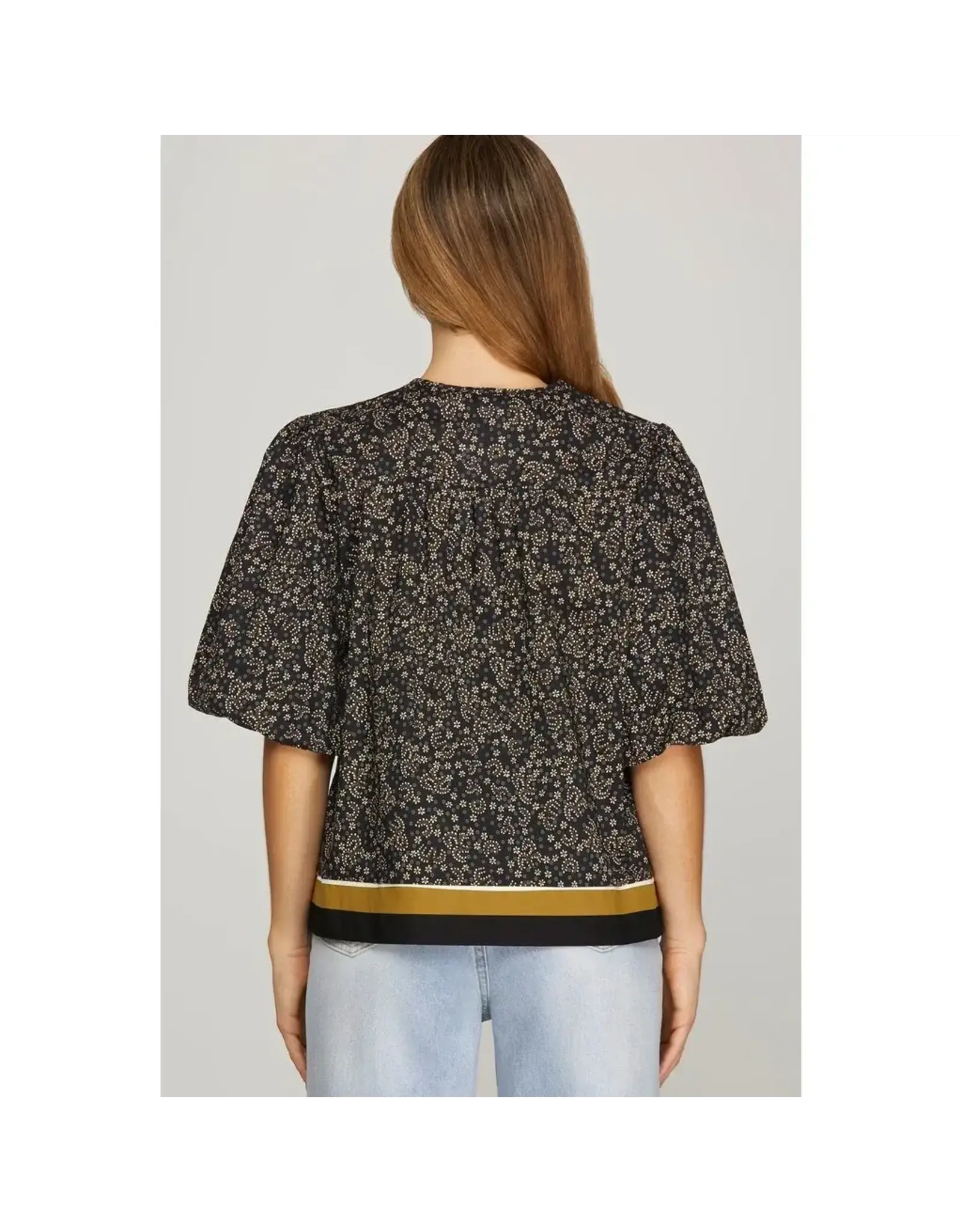 Lexie Puff Sleeve Woven Printed Top