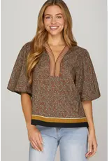 Lexie Puff Sleeve Woven Printed Top