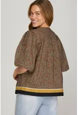 Lexie Puff Sleeve Woven Printed Top