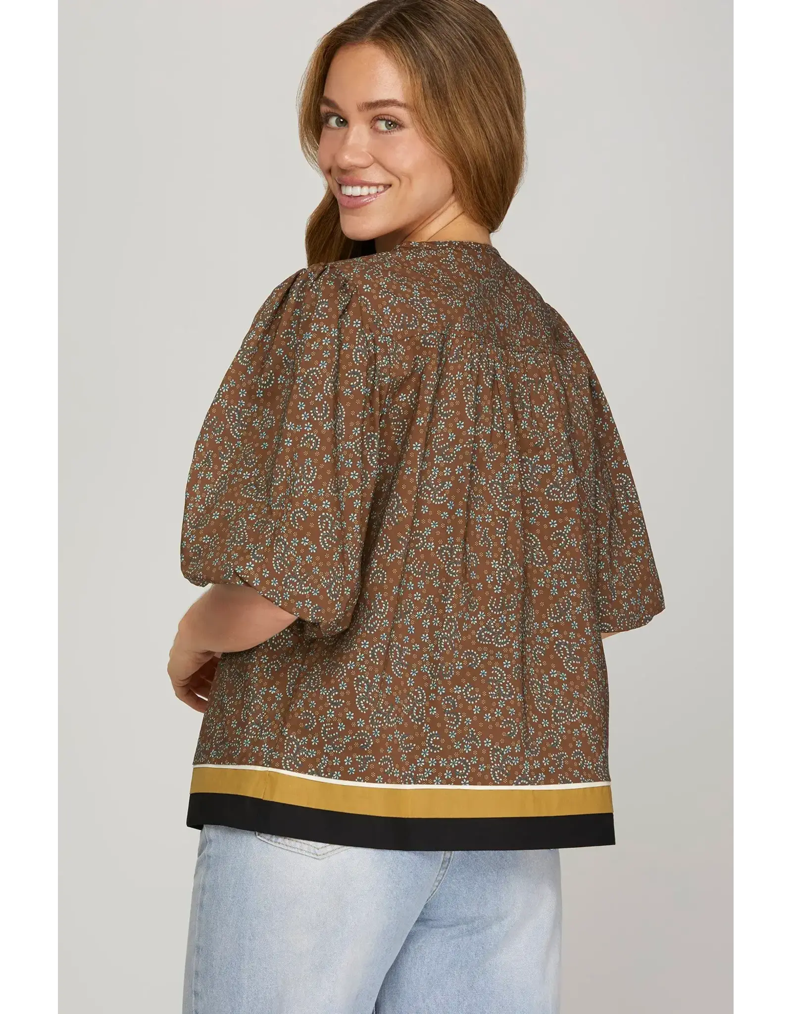 Lexie Puff Sleeve Woven Printed Top