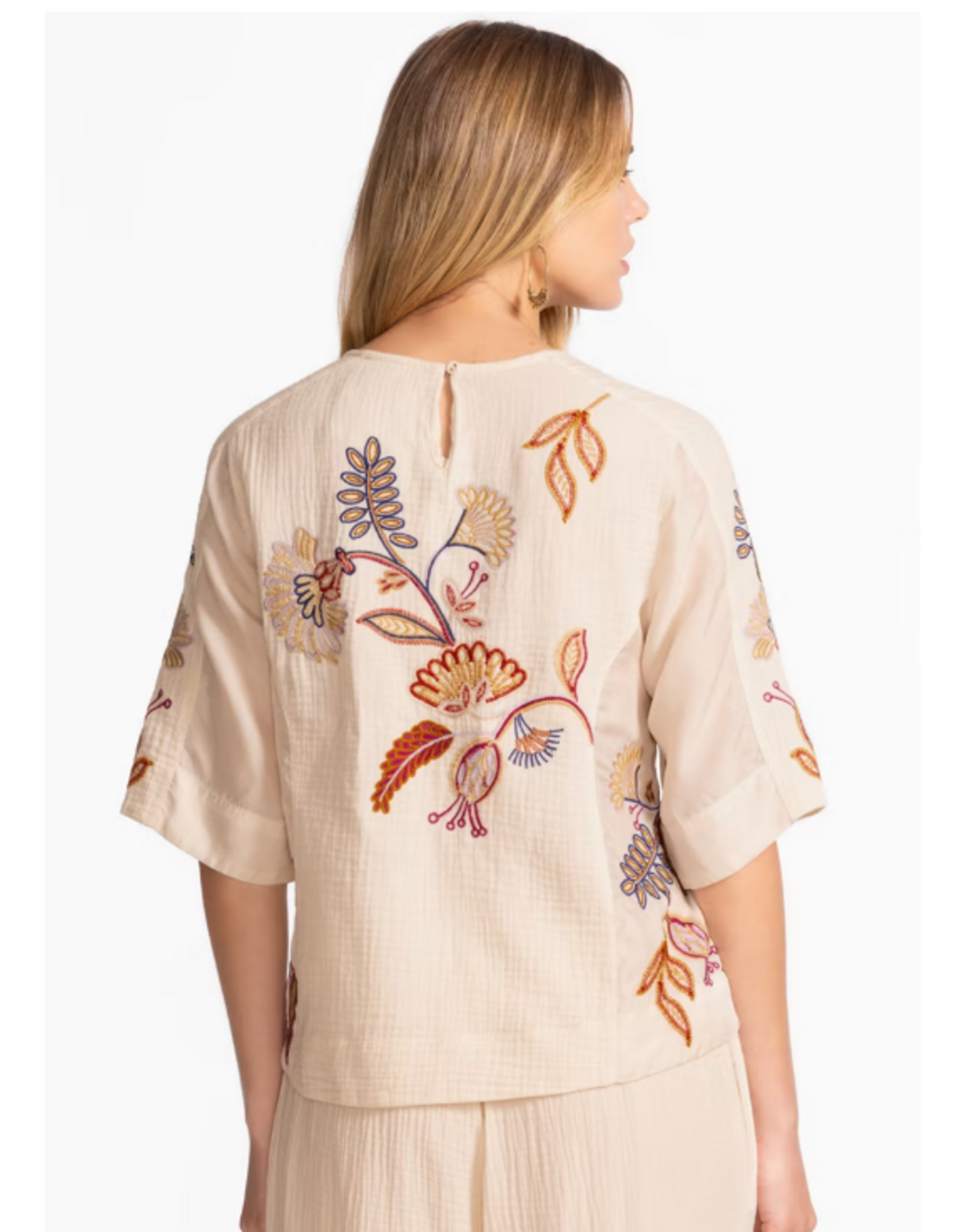 Johnny Was Johnny Was Mixed Media Dolman Blouse - Gineva