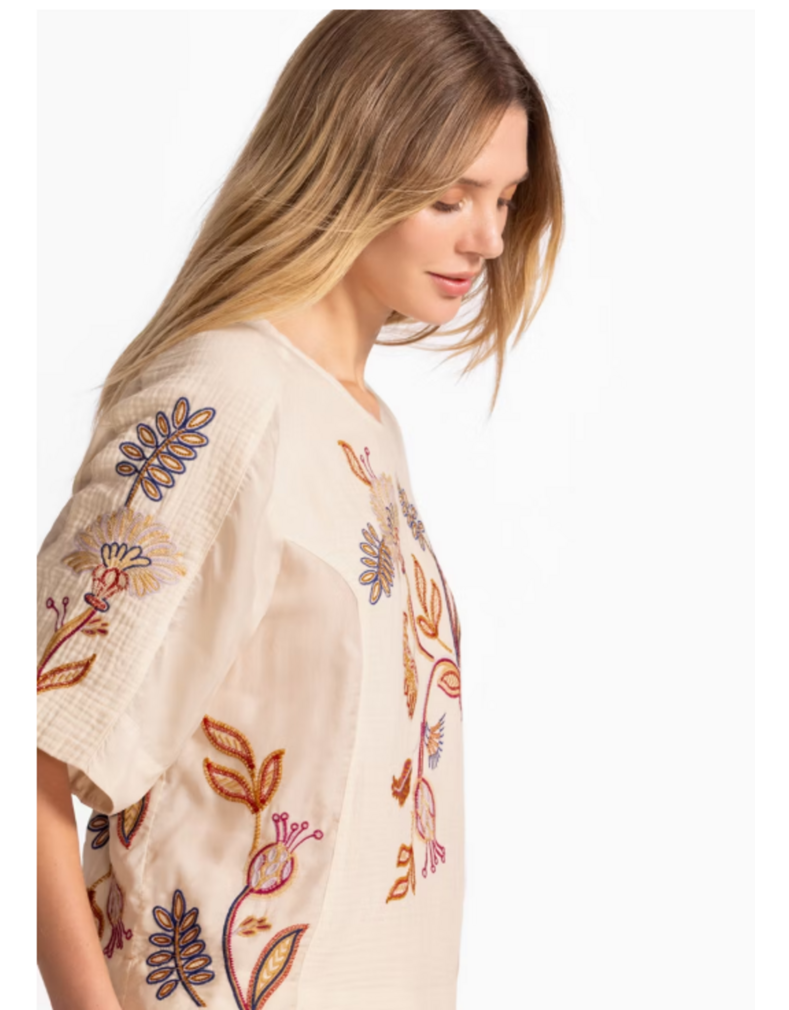 Johnny Was Johnny Was Mixed Media Dolman Blouse - Gineva