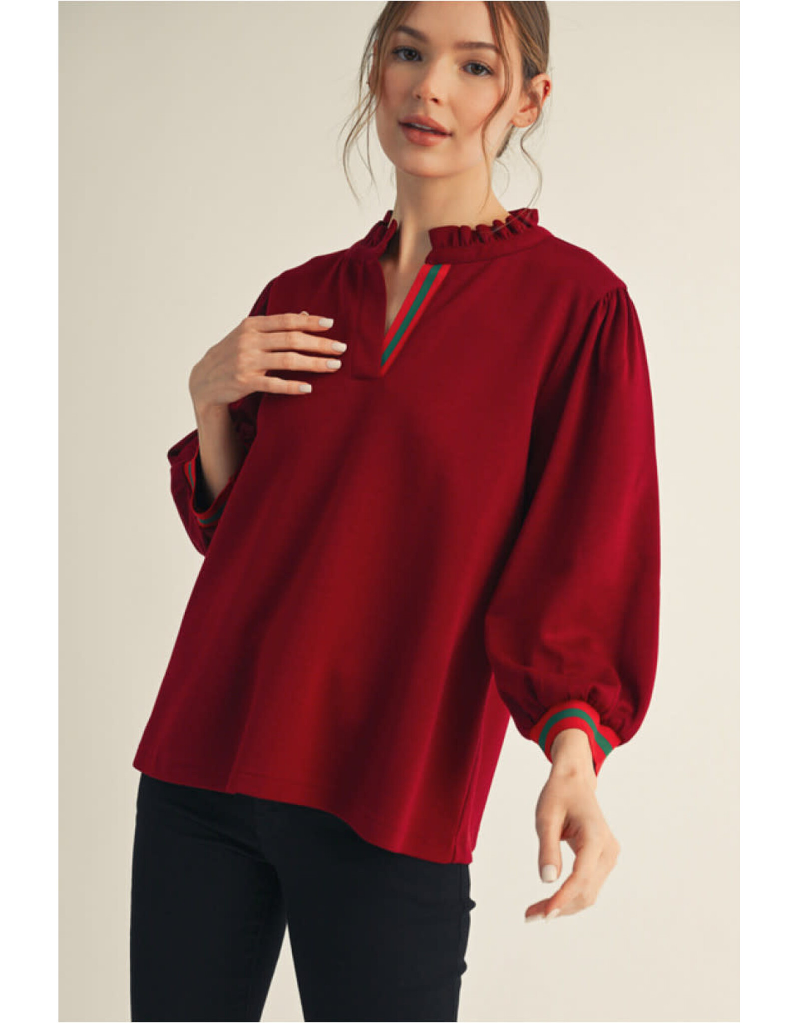 Guccish 3/4 Sleeves Solid Top