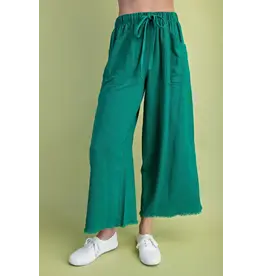 Gia Frayed Wide Leg Pants with Pockets