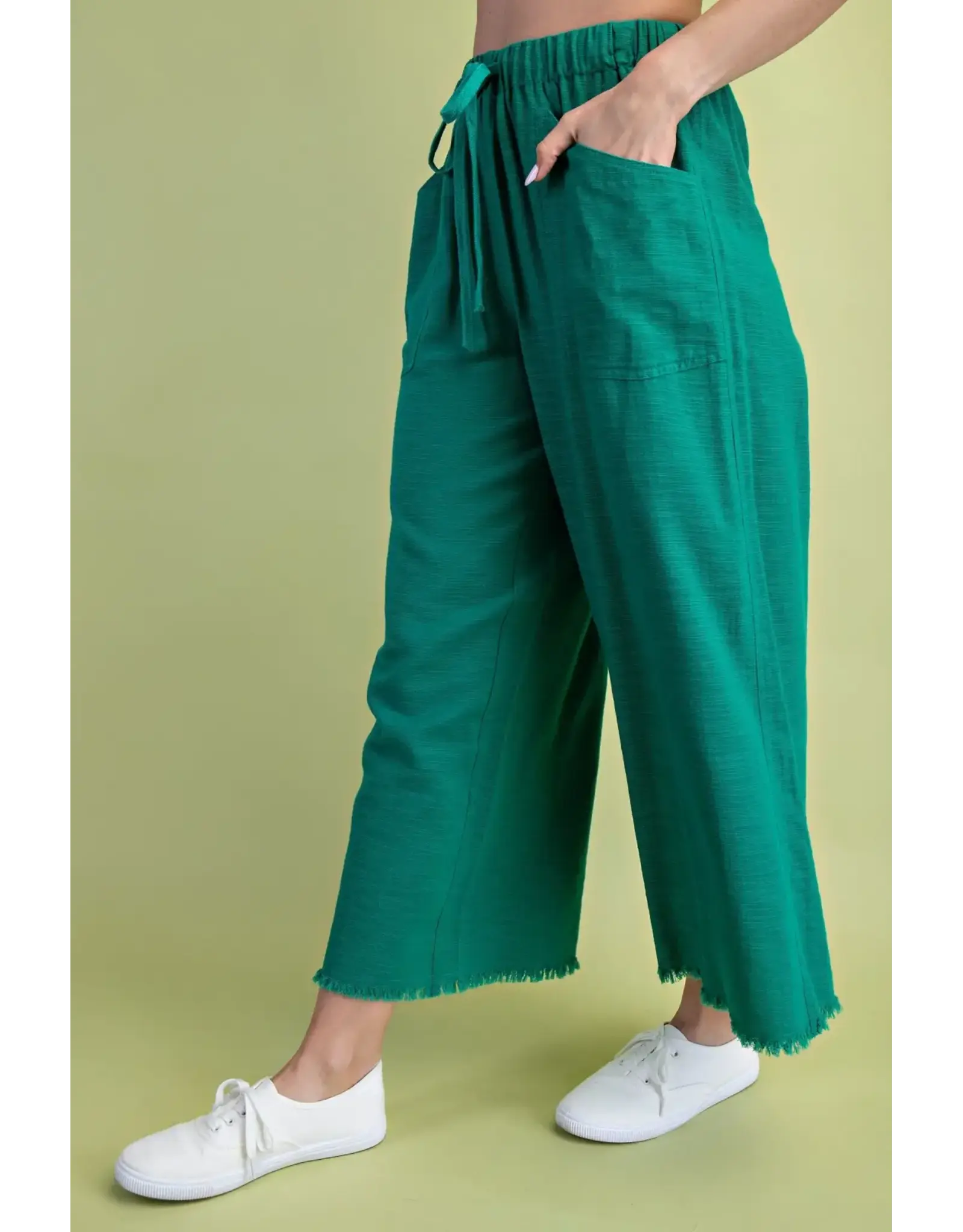 Gia Frayed Wide Leg Pants with Pockets