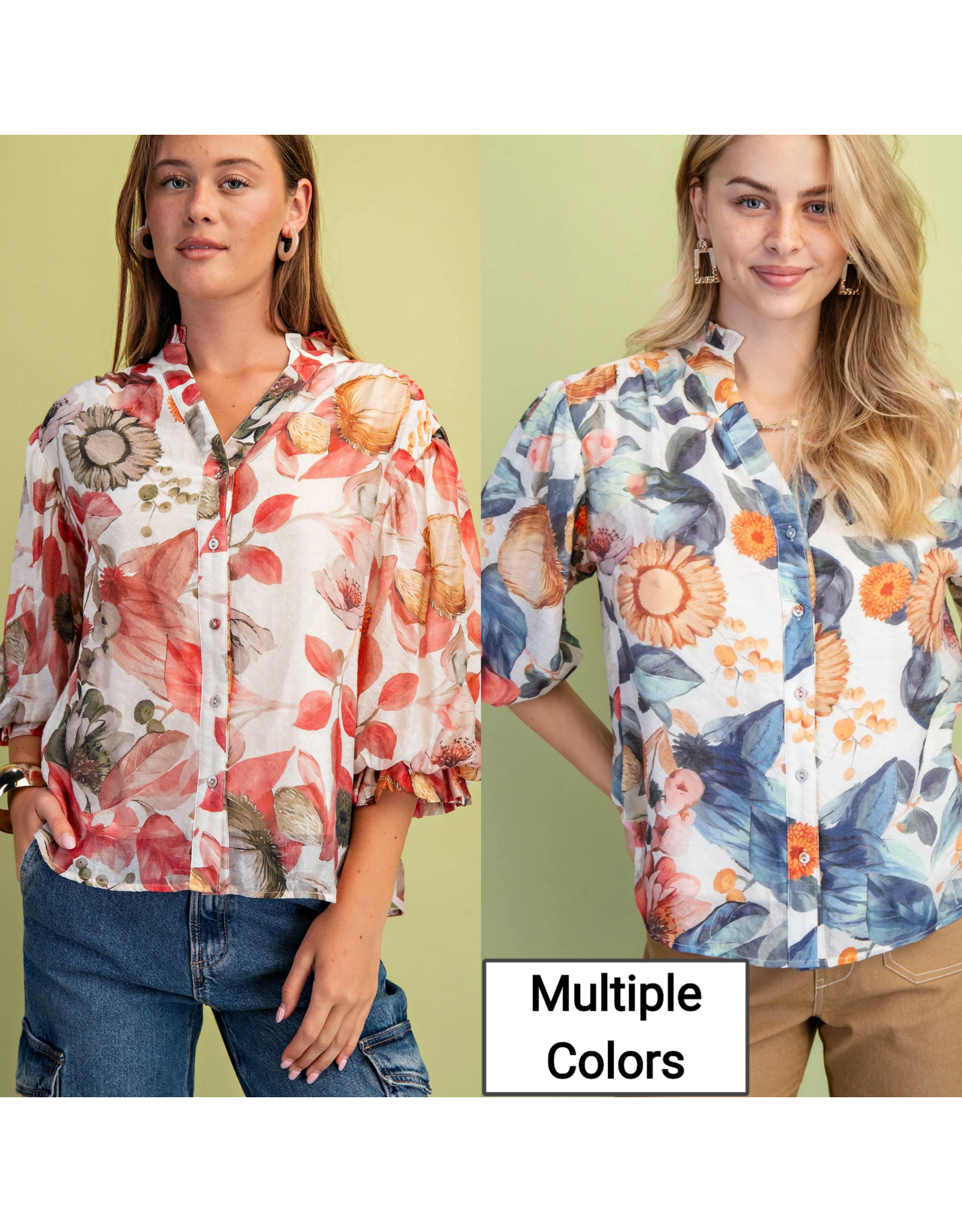Gayle Floral Button Down Top