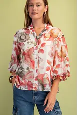 Gayle Floral Button Down Top
