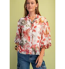 Gayle Floral Button Down Top