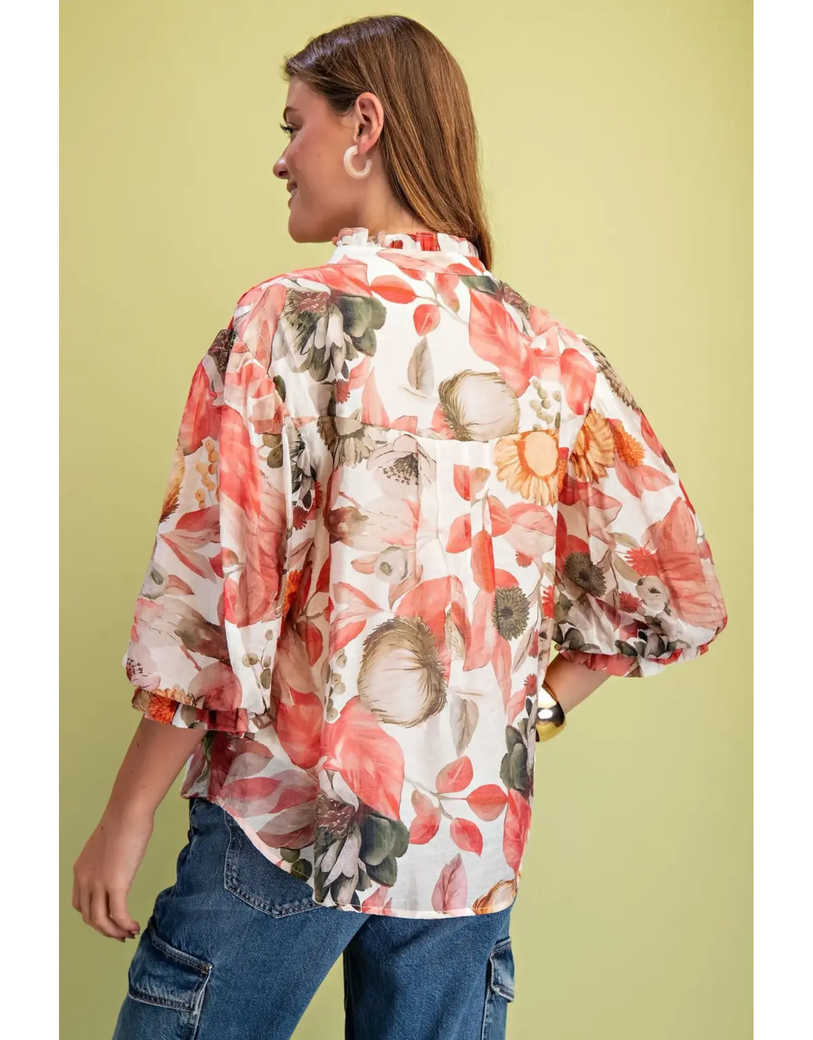 Gayle Floral Button Down Top