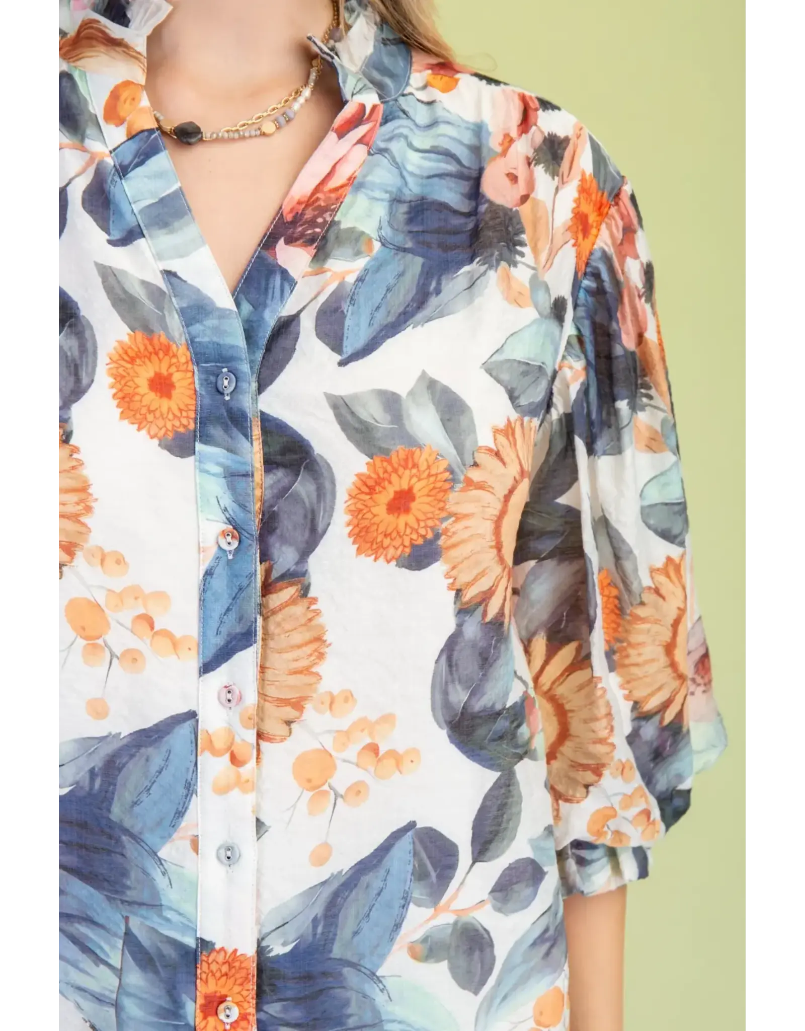 Gayle Floral Button Down Top