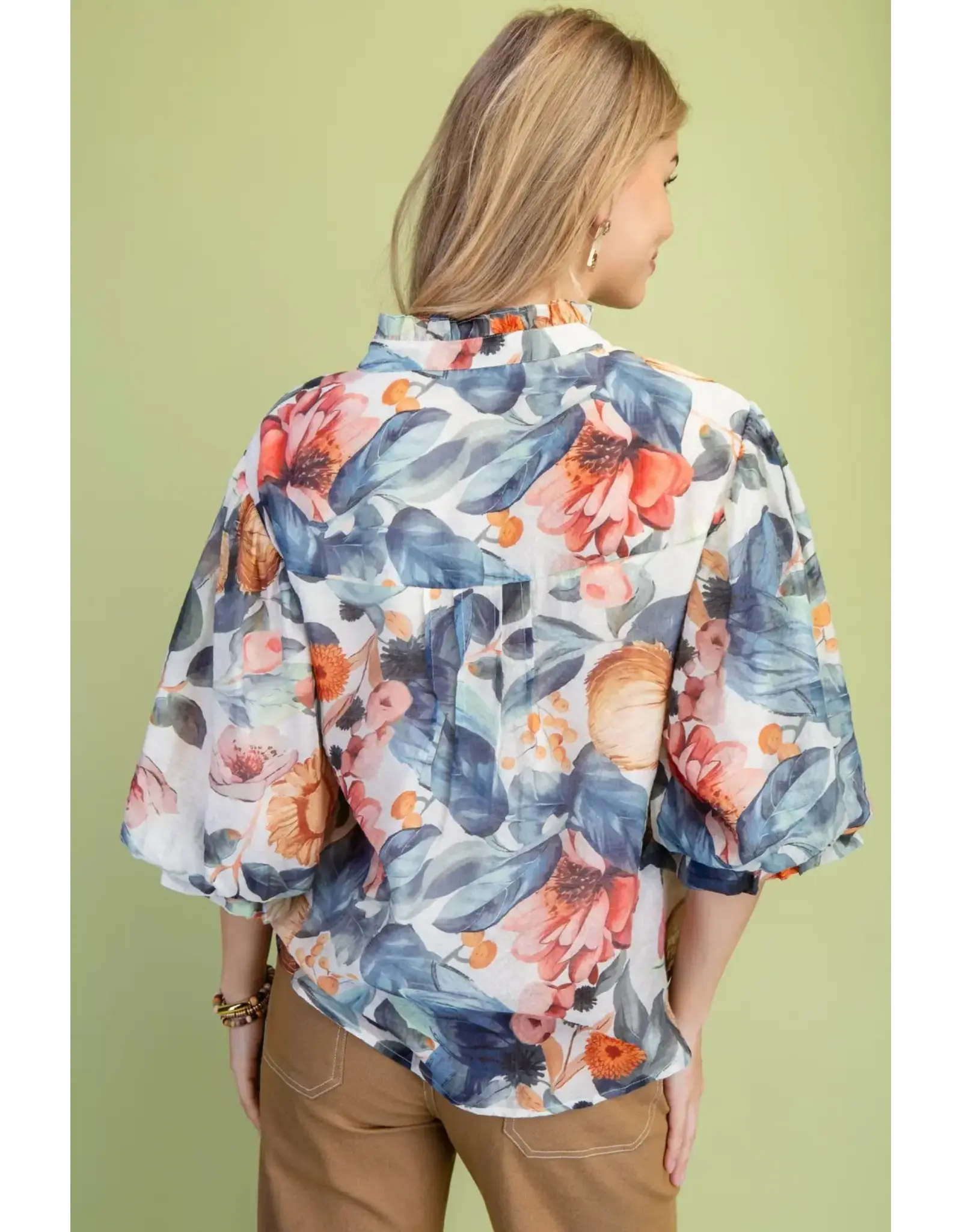 Gayle Floral Button Down Top