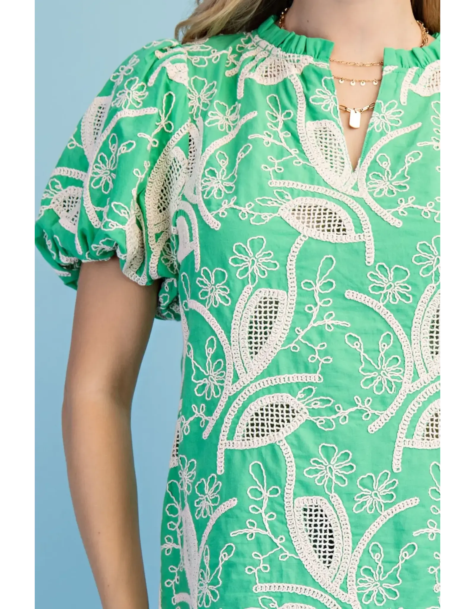 Ginny Floral Embroidered V-Neck Blouse