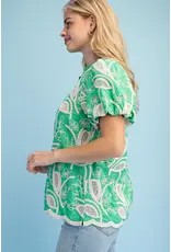 Ginny Floral Embroidered V-Neck Blouse