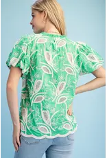 Ginny Floral Embroidered V-Neck Blouse