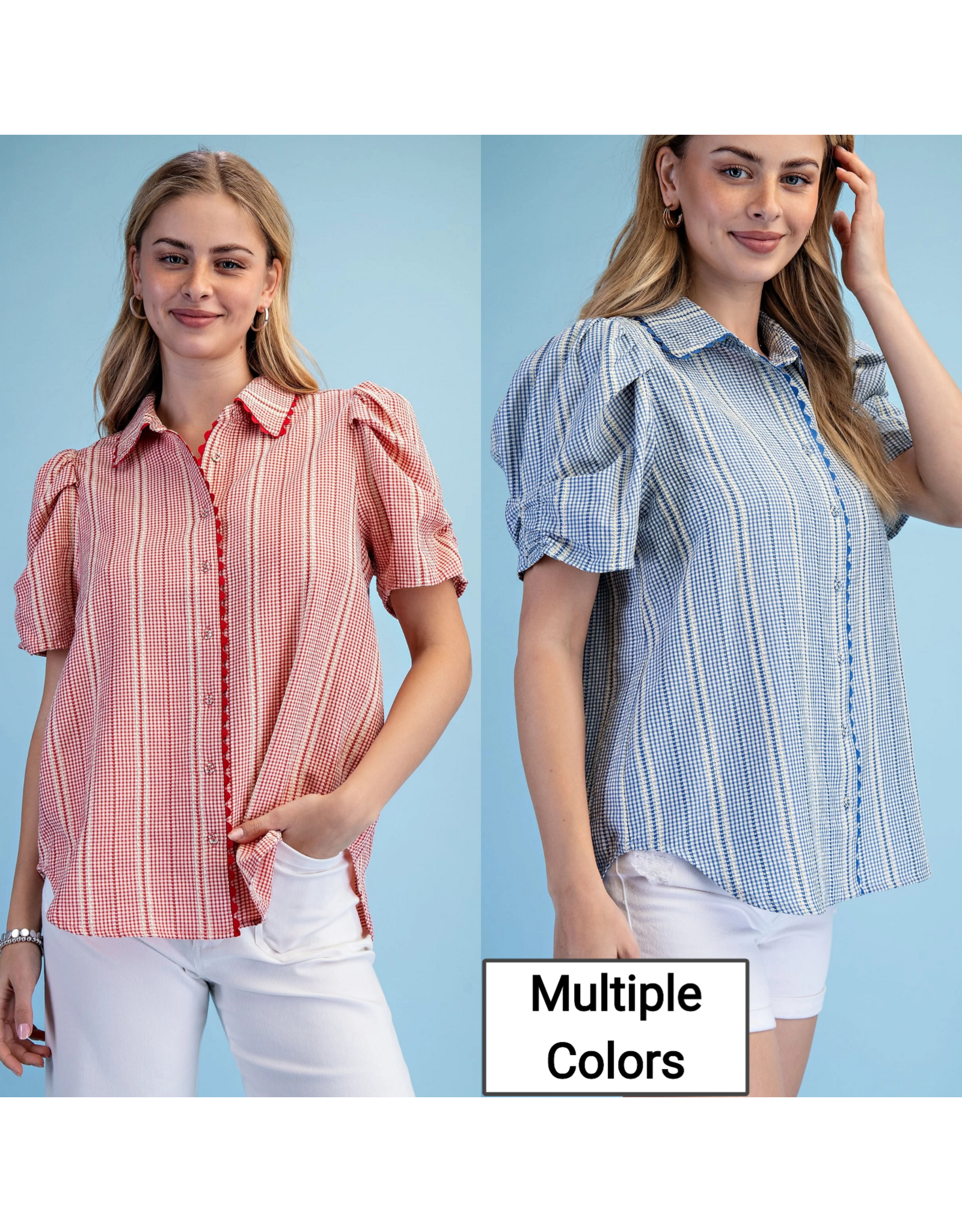 Gracie Embroidered Gingham Button Down