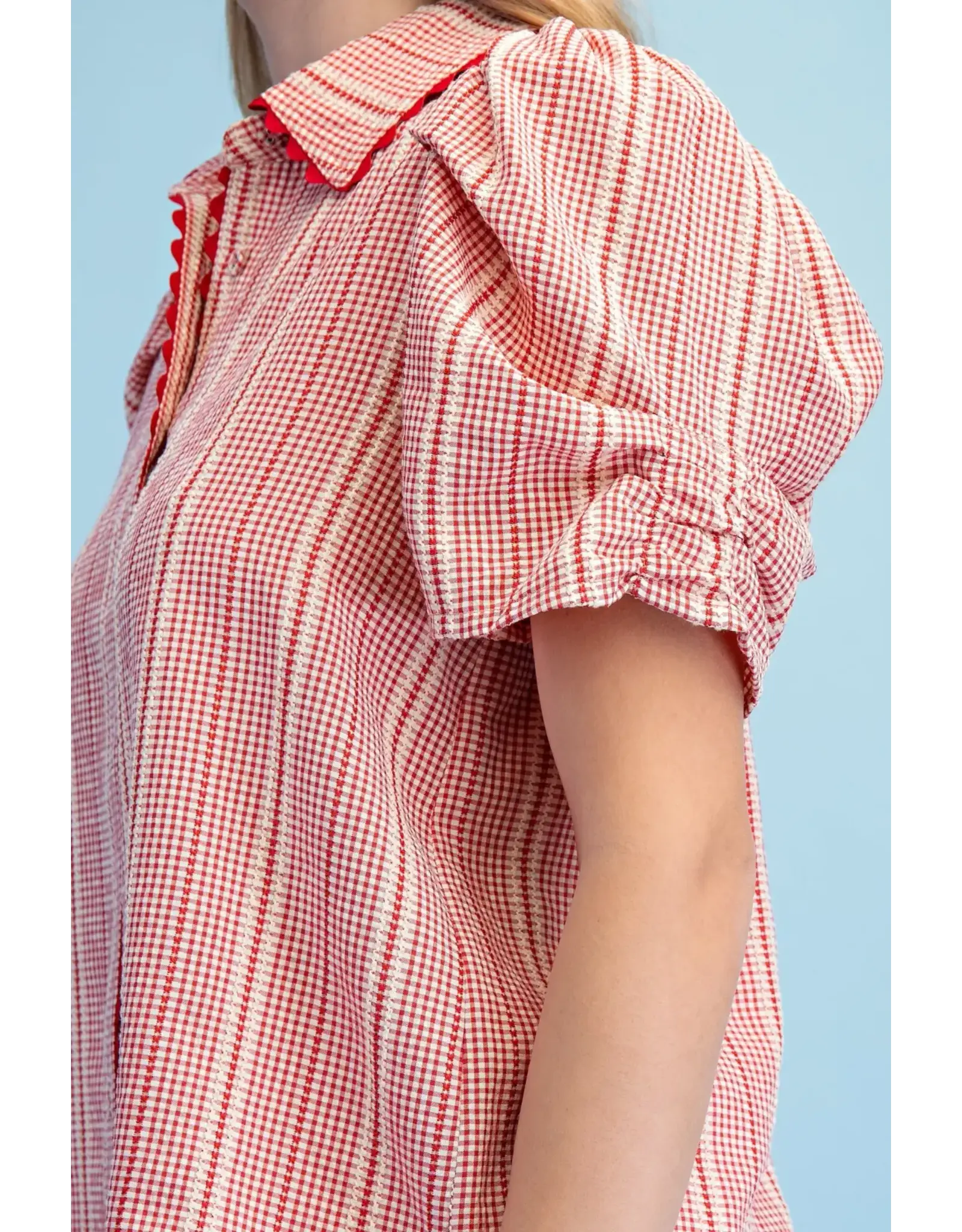 Gracie Embroidered Gingham Button Down